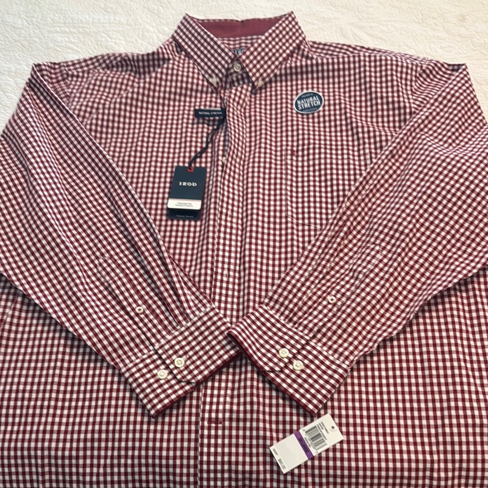 Izod Red Premium Natural Stretch Button Down Long Sleeve Men’s Shirt